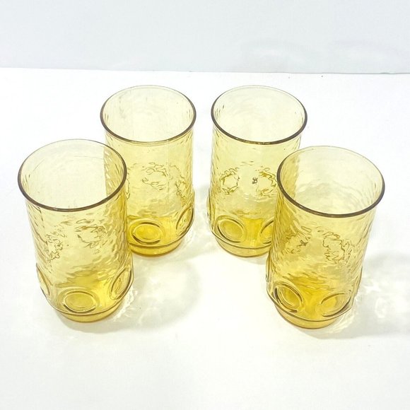 Anchor Hocking Heritage Hill Honey Gold Tumbler Glasses Retro 70s Vintage Boho - Picture 3 of 8